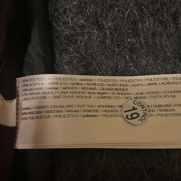 Mango Dark Grey Buttoned Short Coat Jacket - Picture 9 of 9